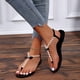 thumbnail image 1 of Zapatos casuales de moda de verano para la playa para mujer, pantuflas de tacón plano con lazo de cuentas de perlas, sandalias de Color sólido, chanclas Wmkox8yii  shjk7874, 1 of 8