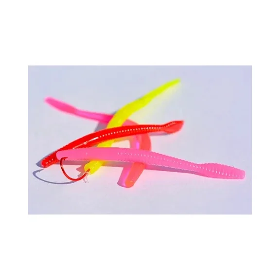 Raven Fishing Worms- Count Per Pack 20 Pieces- Size: 2 1/4" / Color: Hot Pink