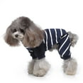 thumbnail image 6 of Moocorvic Pet Pajamas for Small Dogs Cats, Striped Pet One-Pieces Suits Four-Leg Long Sleeve Bodysuit Breathable Cozy Jumpsuit(Blue,S), 6 of 8