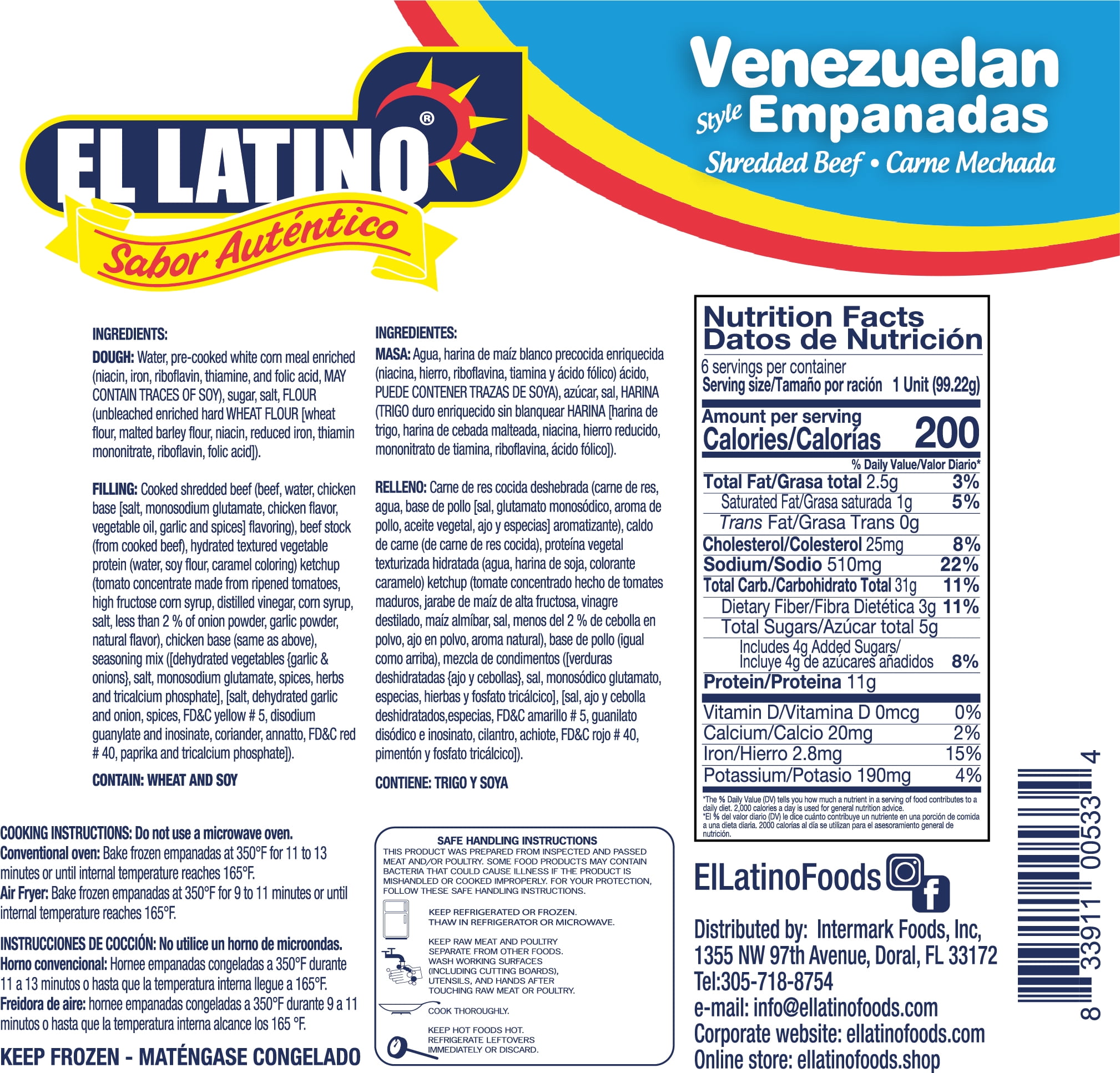 El Latino Empanadas Venezolanas BEEF 21oz 6PK