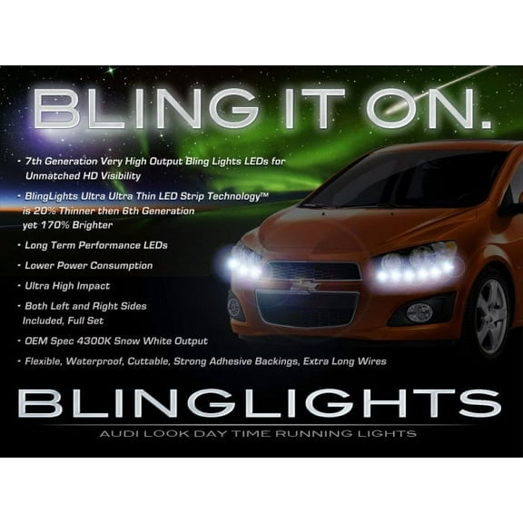 For Chevrolet Sonic LED DRL Head Lamp Daytime Running Light Strips
