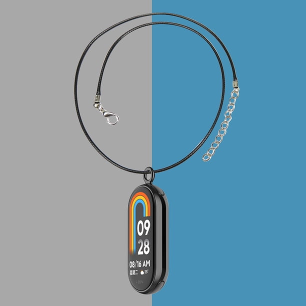 Conectores de correa de reloj de metal para Xiaomi Mi Band 8 (2PCS Negro con cuerda)