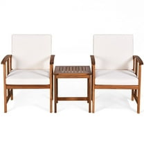 Topcobe 4 Pieces Solid Wood Outdoor Patio Sofa Furniture Set, Wooden Patio Furniture Set, White