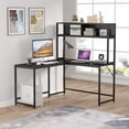 thumbnail image 3 of TribeSigns 55 Inch L Shaped Computer Desk with Hutch, Space-Saving Corner Desk with Storage Bookshelf, PC Study Writing Gaming Workstation Table Home Office Desk, 3 of 7