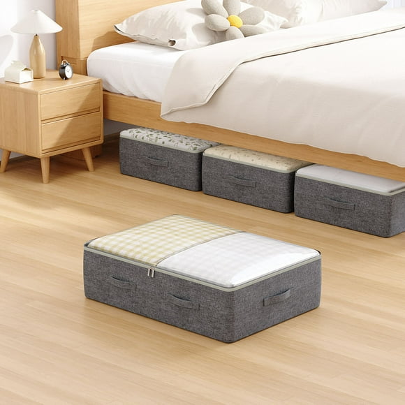 weibbin Contenants de Rangement pour Lit, Organisateurs de Garde-Robe et Bacs de Rangement, Sacs de Rangement Pliables sous le Lit pour Couvertures, Serviettes, Couette, Chandails, Oreillers, Draps en Lin, Papier d'Emballage