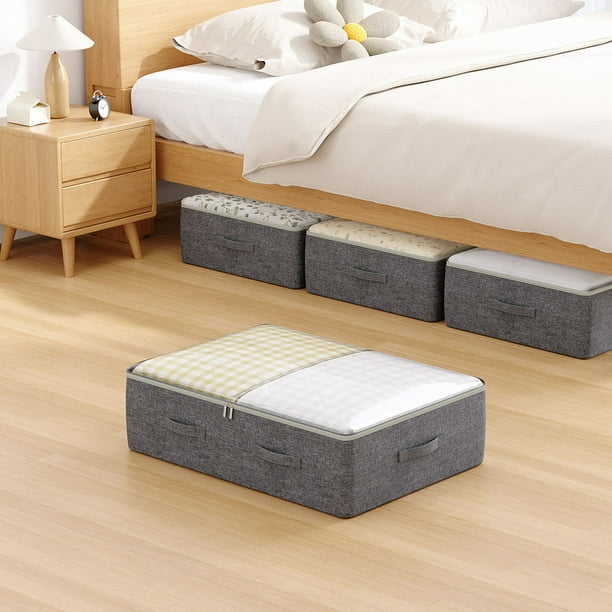 Bolsa Organizadora Plegable De Tela Para Debajo De La Cama, Ideal Para Ropa Y Edredones. Ahorra Espacio En Tu Dormitorio Gracias a Su Estructura Resistente. Contenedor Multiusos Para El Hogar.