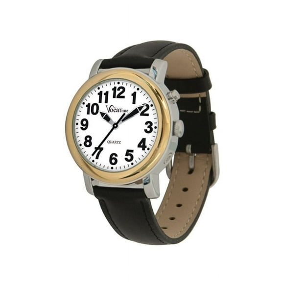 Womens BI-COLOR Talking Watch - Black Leather Band
