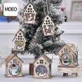 thumbnail image 3 of Cabina luminosa, casa de nieve, decoraciones navideñas de madera Diy, decoración de árbol de Navidad, 3 of 5