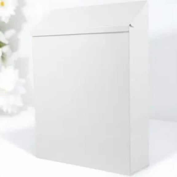 UEETEK Retro Iron Mailbox White Wall Mount Lockable for Garden and Home Storage