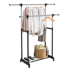 Evelots Heavy Duty Clothes Rack Portable Double Clothes Hanging