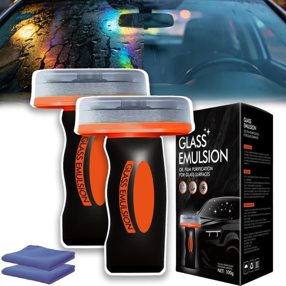 Glass Emulsion Oil Film Purification For Glass Surfaces, Handheld Glasses Oil-Film Remover, Multi‑Surface Oil Film Cleaning Brush For Auto, Universal Cleaning Board(2PCS)