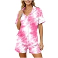 thumbnail image 5 of Dxzfnsa Womens Pajama Sets Short Sleeve Lounge Sets for Women Printed Jogger Pajama Set 2 Piece Pj Sets With Pockets S-2XL, 5 of 7
