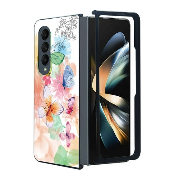 ANJ  Protective Snap-On Design Printed Case Compatible with Samsung Galaxy Z Fold 4 - Colorful Butterflies