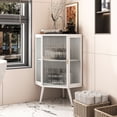 thumbnail image 2 of White Tempered Glass Door Corner Cabinet - 22.44" For Bedroom, Bathroom, Living Room, Elegant & Space Floor With Storage In For Stylish, 2 of 7