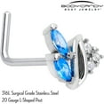thumbnail image 4 of Body Candy Womens 20G 7mm 316L Stainless Steel L Shaped Nose Ring Swirl Fan Blue Mens Nose Stud Body Piercing Jewelry .27", 4 of 5