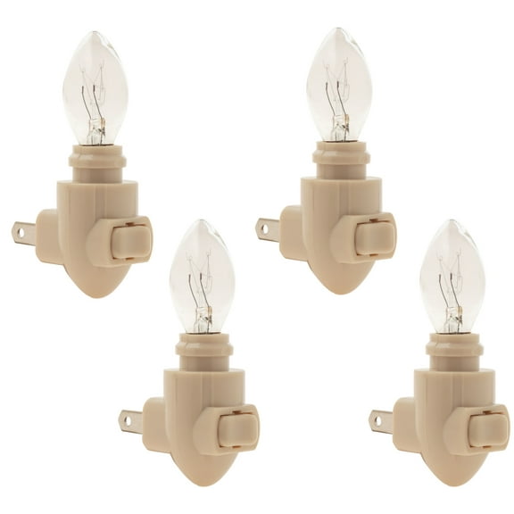 Creative Hobbies Plug in Night Light Module Includes 4 Watt Bulb, Ivory Plastic, Great for Making Your Own DIY Decorative Night Lights, Pack of 4