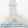 thumbnail image 4 of Raccords PVC 1/2 Pouces, 4 Pcs Connecteur Coude 3 Voies Raccord d'Angle PVC, Blanc, 4 of 7