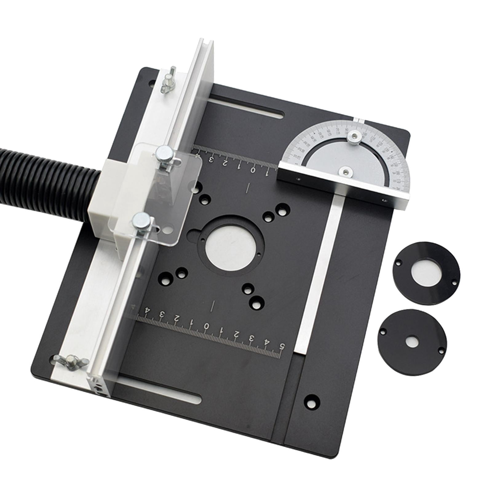 Router Table Insert Plate Wood Router Plate Auxiliary Tool Benches Multifunction Aluminum Router Insert Plate for Milling Engraving A with Backer Ruler
