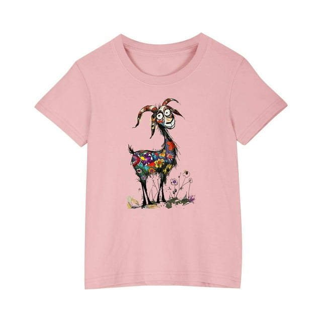 RXIRUCGD 2025 Vêtements d'Été pour Enfants T-shirt Imprimé Mode Mignon Col Rond Manches Courtes