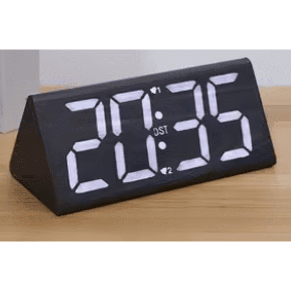 Wooden Digital Alarm Clock for Bedrooms Desk with Large Numbers, USB Port, Loud Alarm, Adjustable Volume, Dimmer, DST