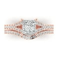thumbnail image 2 of 3.36 ct Brilliant Princess Cut Moissanite 18K Rose Gold Solitaire with Accents Engagement Bridal Wedding Ring Band Set size 7.5, 2 of 7
