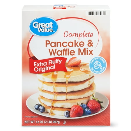 Great Value Complete Pancake & Waffle Mix, Extra Fluffy, Original, 32 oz