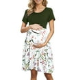 thumbnail image 2 of Women's Short Sleeve Maternity Dress Patchwork Pregnancy Clothes with Pockets, 2 of 6