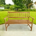 thumbnail image 2 of YRLLENSDAN Outdoor Bench, Patio Bench with Armrests Sturdy Acacia Wood Garden Bench Front Porch Bench Wood Bench Outdoor, Nature, 2 of 6