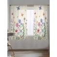 thumbnail image 5 of Sheer Curtains 72 Inches Long, Spring Floral Semi Sheer Curtains Light Filtering Window Treatment, Pink Blue Flowers Butterfly Farmhouse Privacy Voile Drapes for Living Room Bedroom 52x72 Inch, 5 of 7