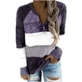 thumbnail image 1 of FAIWAD Long Sleeve Sweaters for Women Color Block Striped Plus Size Zip Knitted Pullover Tops, 1 of 6