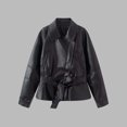 thumbnail image 2 of Zpanxa Leather Jacket Women Solid Color Long Sleeve Casual Jacket Warm Cozy Comfortable Classic Versatile Trendy Winter Outerwear, 2 of 7