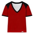 thumbnail image 6 of Craaazy Women's Summer Short Sleeve T Shirts Loose Fit V Neck Raglan Color Block Casual Blouses Gift, 6 of 6