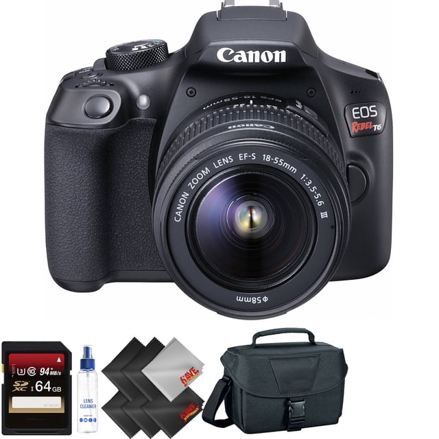 Canon EOS Rebel T6 Appareil Photo Reflex Numérique + Kit d'Objectifs 18-55mm et 75-300mm + Mémoire 64 Go