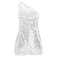 thumbnail image 4 of Linjinx Kids Girls Shiny Sequin Rompers One Shoulders Wide Leg Bell-Bottom Jumpsuit Evening Party Silver 14, 4 of 7