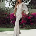 thumbnail image 2 of Elegant Silver Women's Evening Gown Wedding Guest Dress Formal Bridesmaid Gown Party Wear, 2 of 2