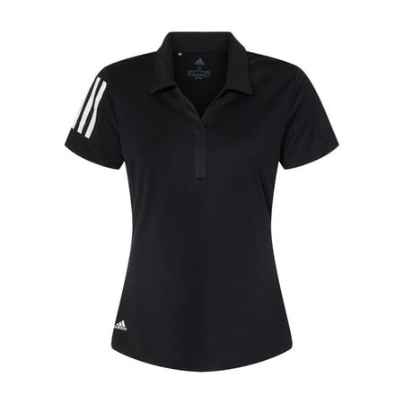 Adidas - Women's Floating 3-Stripes Polo - A481 - Black/ White - Size: L