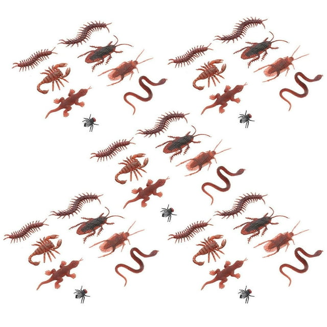 80PCS Assorted Color Plastic Gecko and Bug Prank Toys for Halloween Party and April Fool's Day