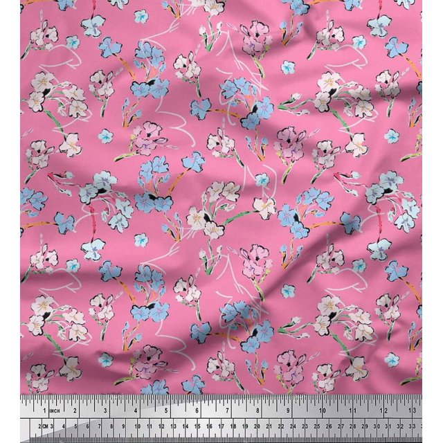 Soimoi Poly Georgette Fabric Artistic Floral Print Fabric by Yard 42 Inch Wide