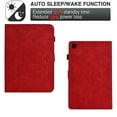 thumbnail image 3 of Embossed Folio Flip Smart Case Cover for Samsung Galaxy Tab S6 Lite 10.4" 2020 / 2022 / 2024, Premium PU Leather Kickstand Card Slots Magnetic Auto Sleep / Wake with Pen Slot Case, Red, 3 of 5