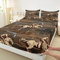 thumbnail image 3 of Manfei Sourthwest Cowboys Twin Sheet Sets,Pold Barn Door Twin Fitted Sheet,Rustic Farmhouse Cabin Flat Sheet For Teens,Luxury Bedroom Decor,3pcs, 3 of 7