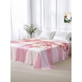 thumbnail image 5 of Pink Floral Print Twim Size Flat Sheet, Wrinkleproof & Fadeproof Cooling Flat Bed Sheet Only, Checkered Bow Rose Flower Gingham Breathable Soft Bedding Top Sheets 66 x 96 Inches, 5 of 8