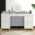 thumbnail image 7 of DreamCurship White Desk with 7 Drawers, White and Gold Desk with Storage,  57" Executive Desk with File Drawers, White, 7 of 7
