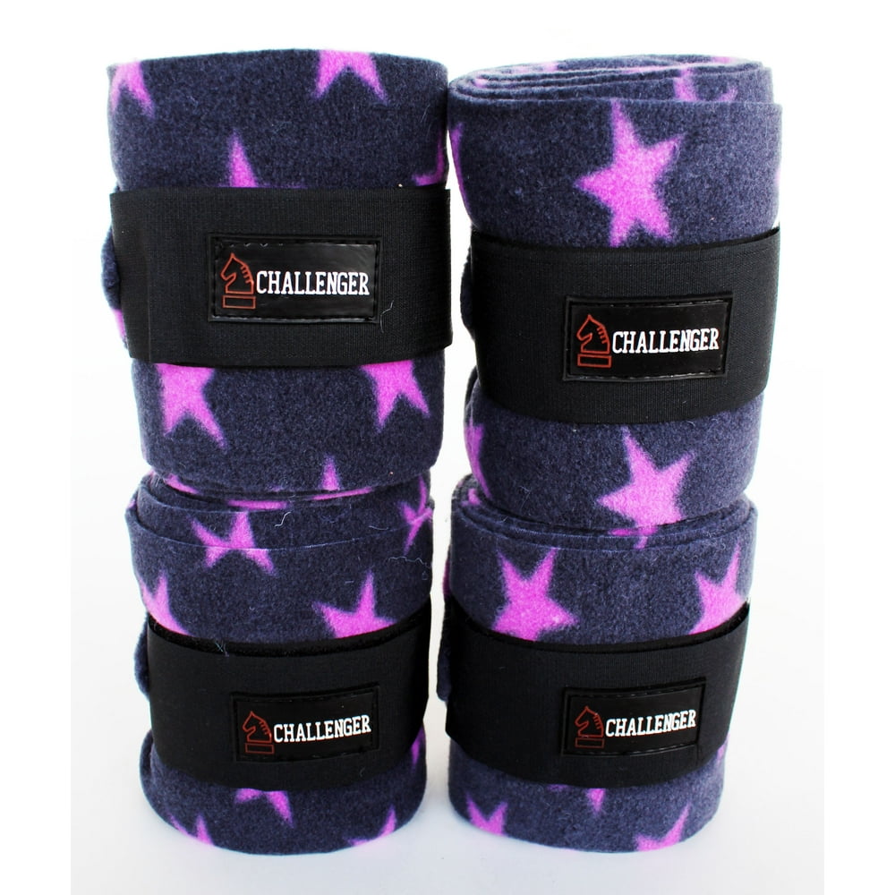 Challenger Set of 4 Equine Polo Horse Leg Wraps Purple Stars 95R22