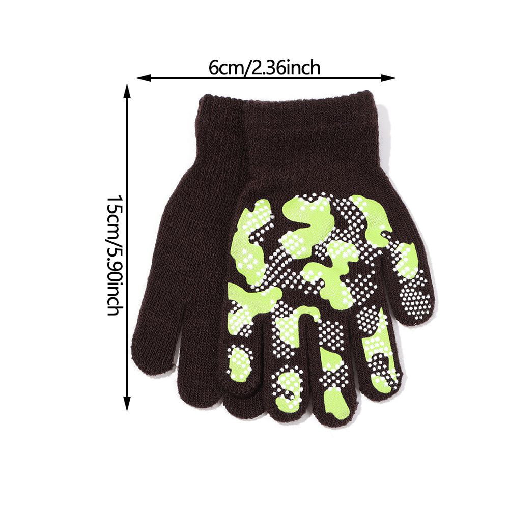 WeiMeet 3 Pairs Stretch Winter Gloves Boys Girls Cold Weather Gloves Mittens with Camo Pattern for Boys Girls Kids Children Toddlers 