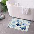 thumbnail image 3 of FJPT Non Slip Flannel Polyester Floor Mat With Blue Butterflies And Flowers For Bathroom Kitchen Bedroom Decor 16x24 inch, 3 of 5