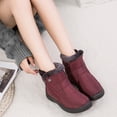 thumbnail image 3 of comerut 1 Pair Snow Boots Non-slip Plush Lined Zipper Embroidery Letters Waterproof Flat Sole Winter Warm Women Ankle Shoes Streetwear, 3 of 7