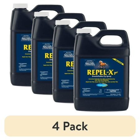 (4 pack) Farnam Repel-X pe Concentrated Fly Spray for Horses, Just Add Water 32 Fluid Ounces
