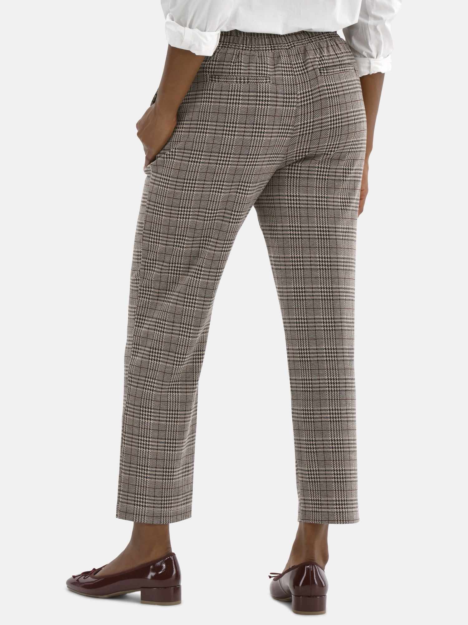 Time and Tru Women's High Rise Tapered Drawstring Pants with Pintuck, 27" Inseam, Sizes XS-XXL