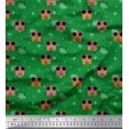 thumbnail image 1 of Soimoi Green Poly Georgette Fabric Musical Notes,Dot & Goggles Fashion Print Fabric by the Yard 42 Inch Wide, 1 of 3