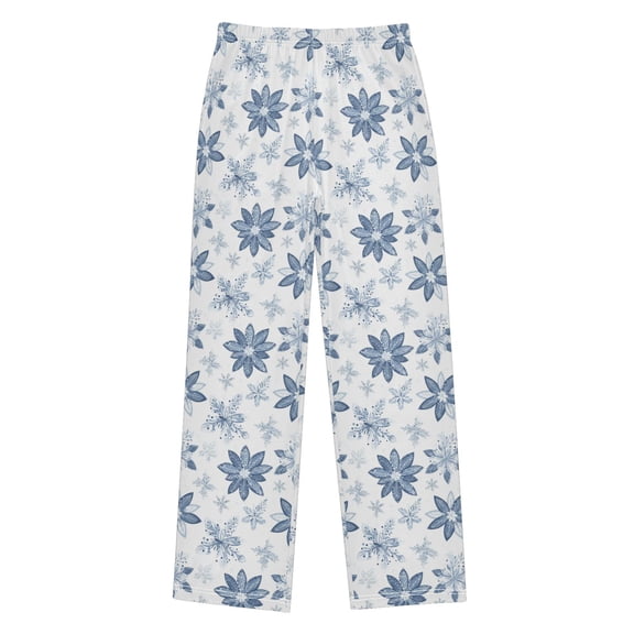 Wobogo Snowflake Flower Long Pajama Pants Bottoms Soft Sleepwear with Pockets